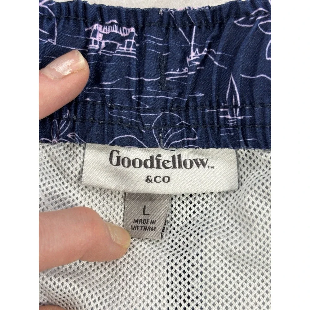 Goodfellow Men's Large Tropical Blue Swim‎ Shorts Trunks Beach Resort Vacation